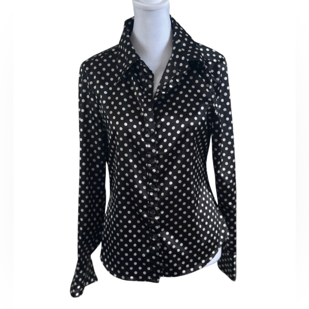 Anxiety Women’s Black & White Polka Dot Blouse
